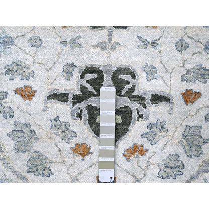 10'X10' White Hand Knotted Denser Weave Oushak Pure Wool Square Rug