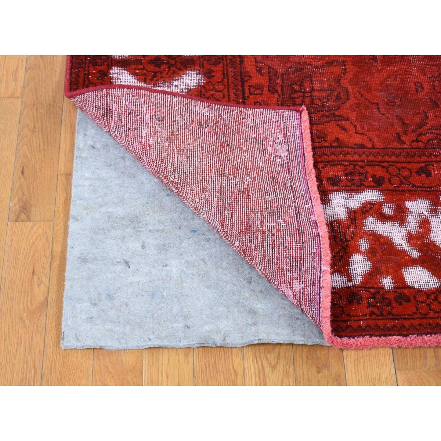 8'1"X11' Barn Red Overdyed Zoroastrian Tebraz Pure Wool Hand Knotted Rug