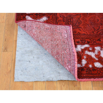 8'1"X11' Barn Red Overdyed Zoroastrian Tebraz Pure Wool Hand Knotted Rug