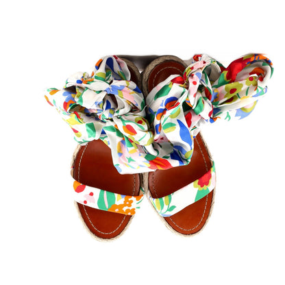 Christian Louboutin Women'S Monica Du Desert Wedge Espadrilles Printed Satin 110