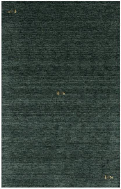 Handmade Dark Green Gabbeh Modern Rug Tribal