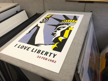 Roy Lichtenstein I Love Liberty " Poster Pop Art Yellow, Black