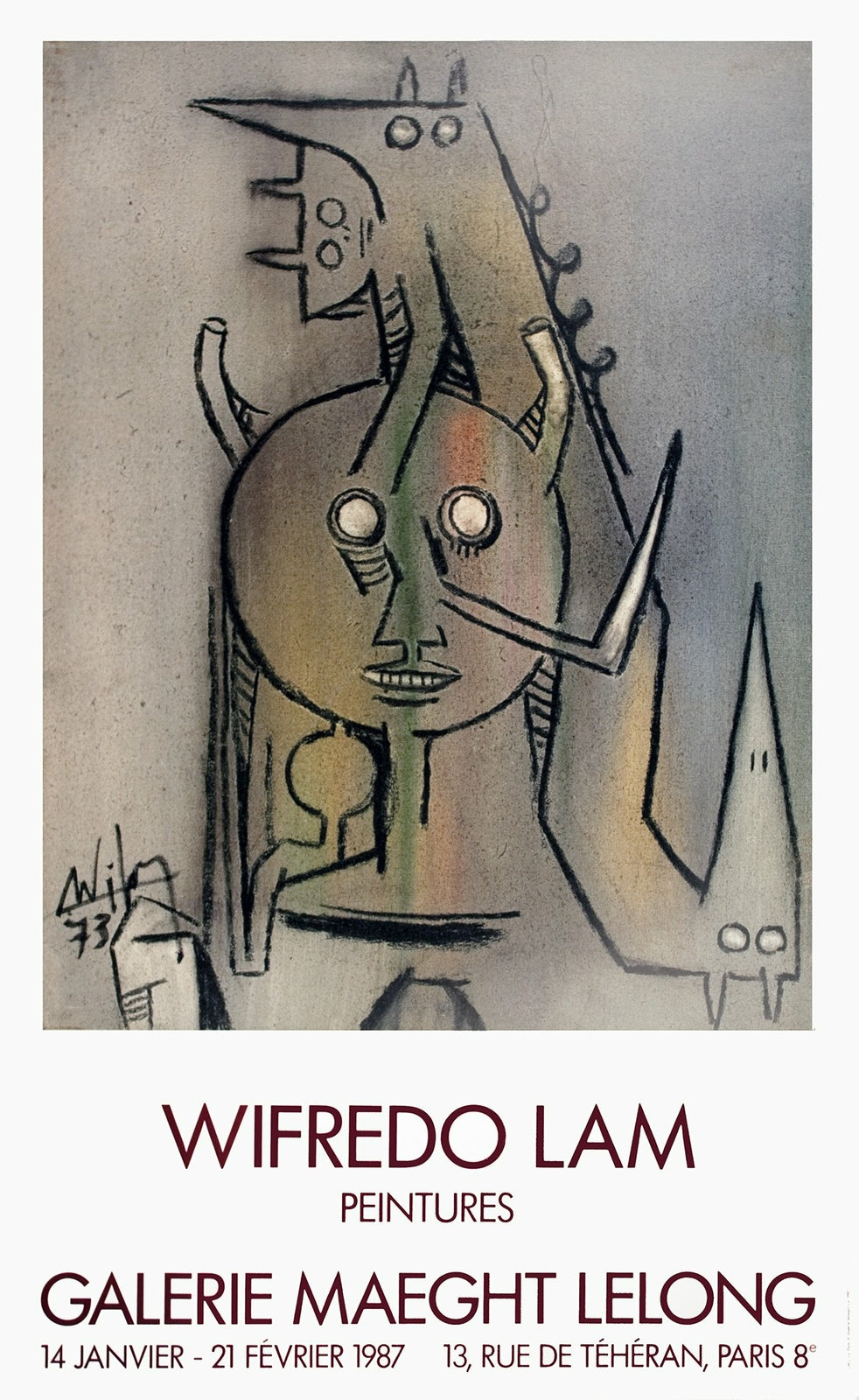 Wifredo Lam Peintures " Poster Contemporary Brown, Gray