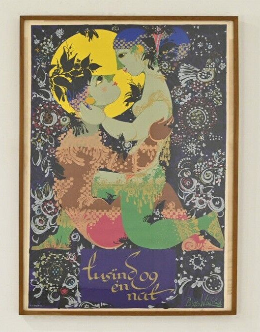 Vintage Bjorn Wiinblad 1001 Nights Original Serigraph Poster Signed Framed