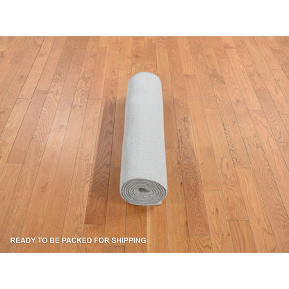 2'8"X9'5" Blue Hand Knotted Grass Design Gabbeh Wool And Silk Runner Rug