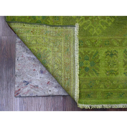 4'10"X6'9" Green Overdyed Kazak Tribal Design Pure Wool Hand Knotted Rug