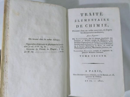 1801 Lavoisier Traite Elementaire De Chimie 3Rd Edition 2 Vols Complete Vellum