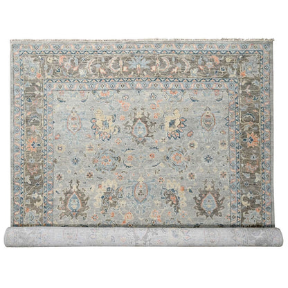 12'X17'9" Harbor Gray Hand Knotted Supple Oushak Wool Oversized Rug