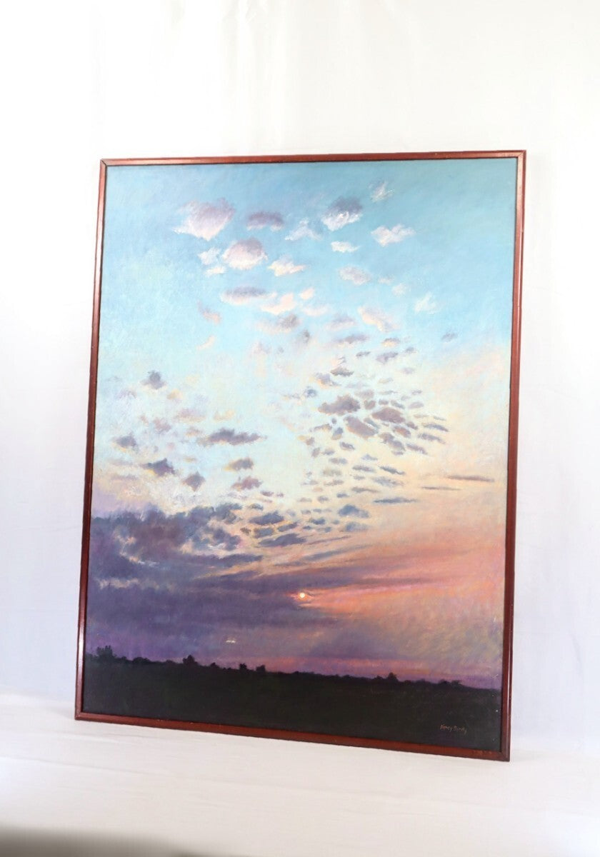 Nancy B. Bandy Hazy Dawn 1990 Original Oil Painting Large 36X48 Landscape Sky