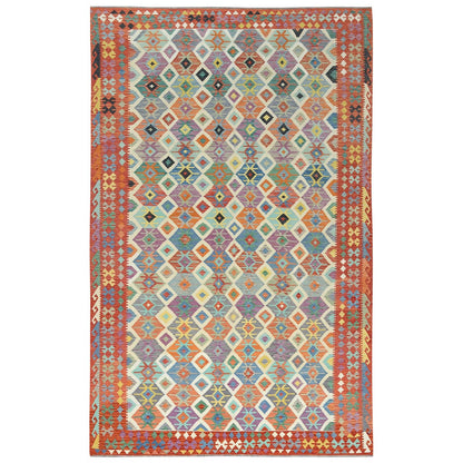 10'X16'5" Colorful Pure Wool Hand Woven Afghan Kilim Oversized Rug