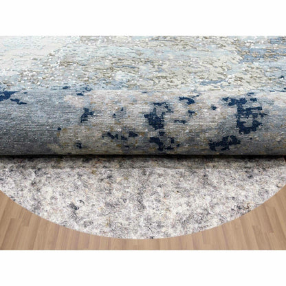 Rug 10'2"x10'2" Gray Hand Knotted Abstract Design Wool Round Oriental