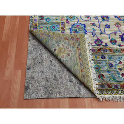 8'8"X12' Blueish Gray Medallion Design Silk With Wool Hand Knotted Rug