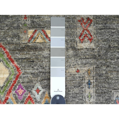 5'8"X8'10" Gray Moroccan Berber Influence Pattern Wool Hand Knotted Rug