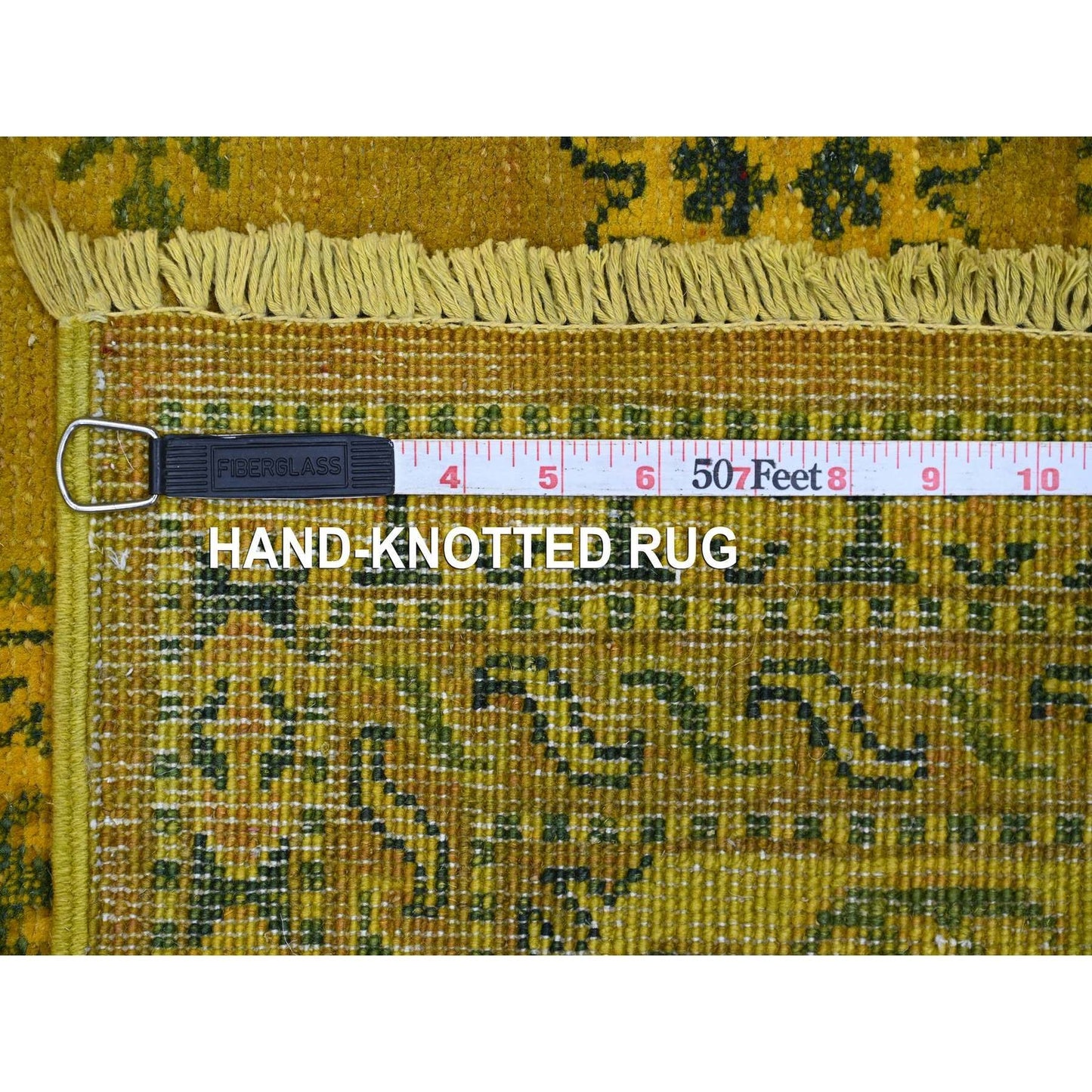 6'X8'6" Golden Brown Overdyed Kazak Tribal Design Hand Knotted Wool Rug