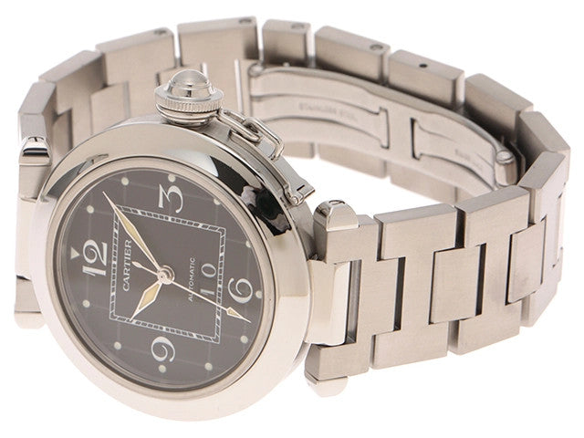 Cartier Pasha C Big Date W31053M7 Black Automatic, Serviced And Polished