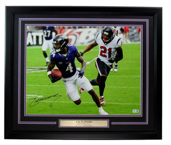 Zay Flowers Signed 16X20 Photo Baltimore Ravens Framed Beckett 186171