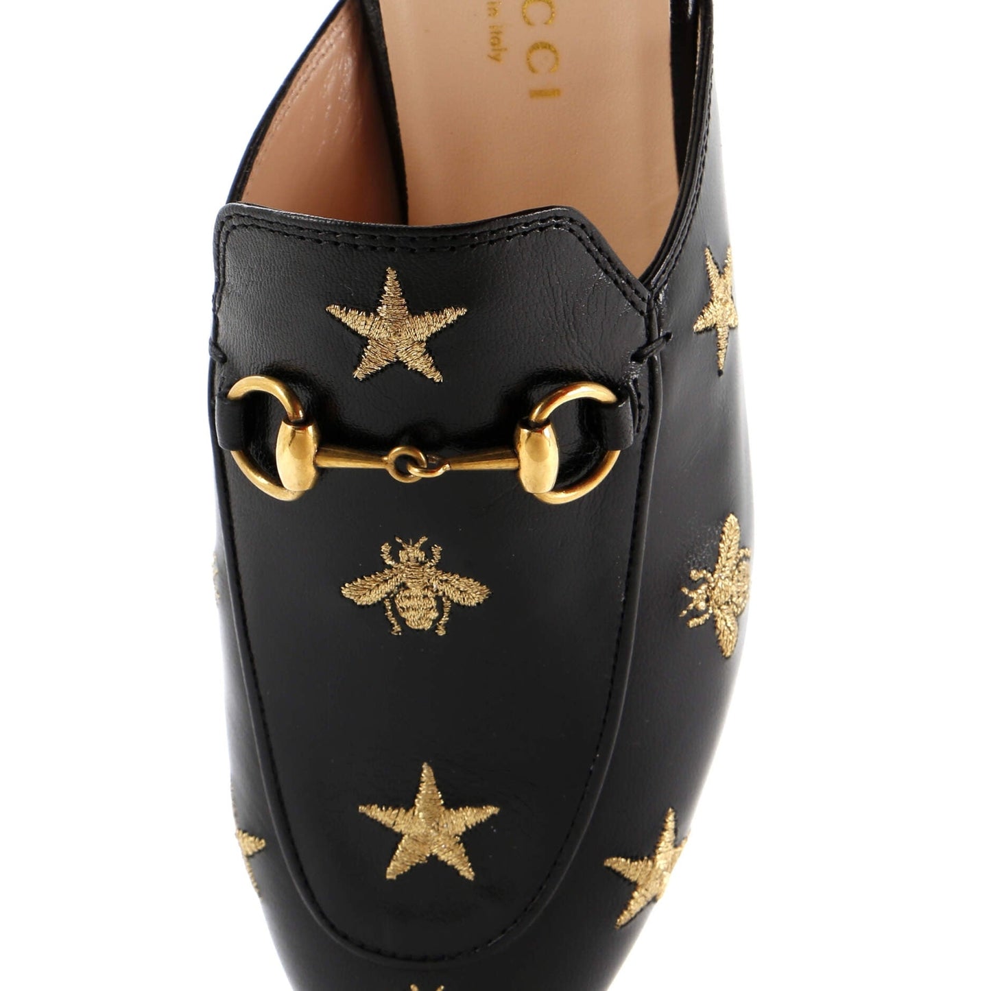 Gucci Women'S Princetown Mules Embroidered Leather
