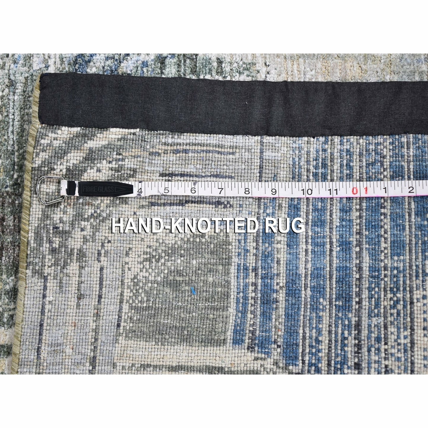 2'7"X10'4" The Intertwined Passage Silk - Text Wool Handmade Runner Rug