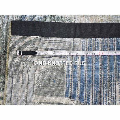 2'7"X10'4" The Intertwined Passage Silk - Text Wool Handmade Runner Rug