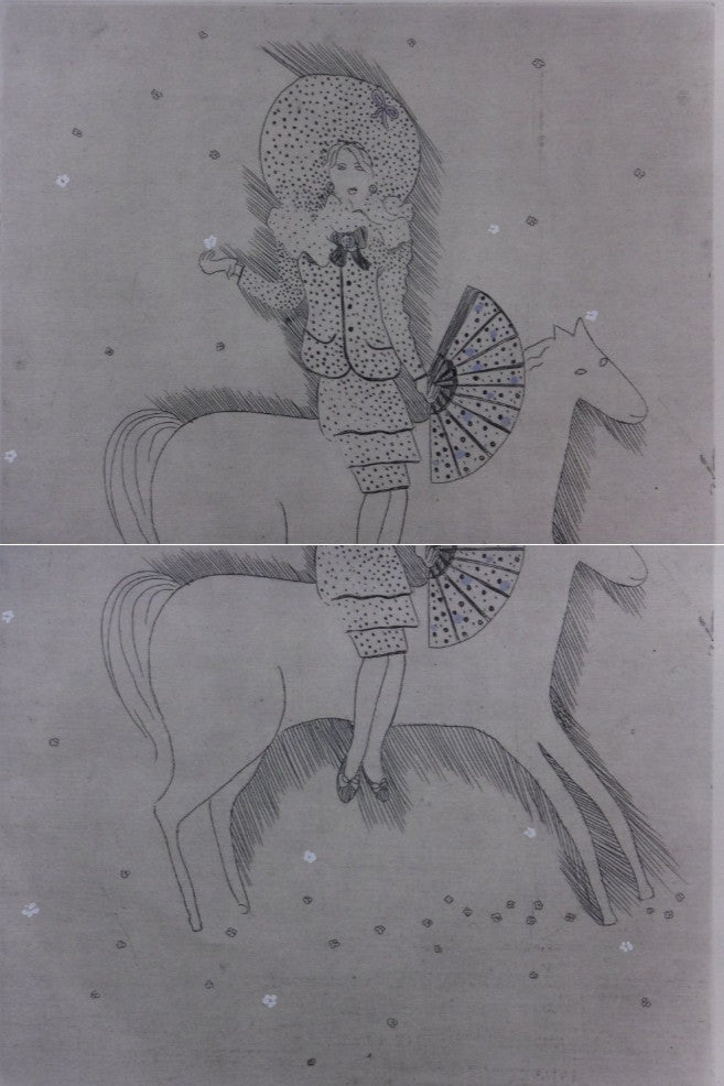 Kate?Ina ?Ern (Czech) Signed Etching "Lady On White Horse" 1988, Ed.70, Framed