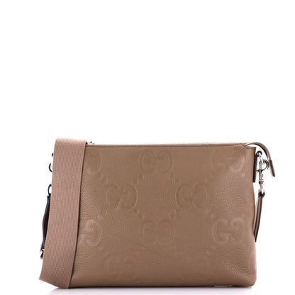 Gucci Zip Messenger Bag Jumbo Gg Embossed Leather Medium