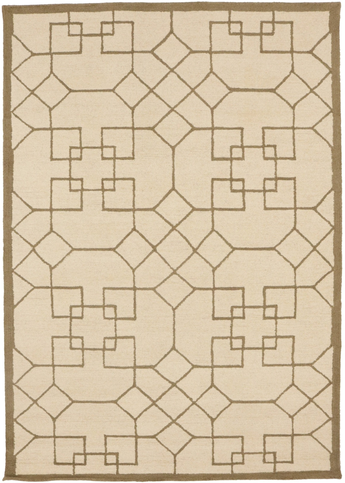 Cream Geometric Design Hand-Tufted Modern Wool