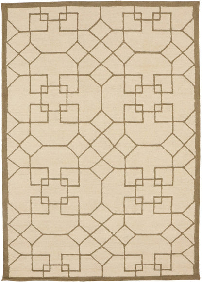 Cream Geometric Design Hand-Tufted Modern Wool