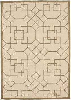 Cream Geometric Design Hand-Tufted Modern Wool