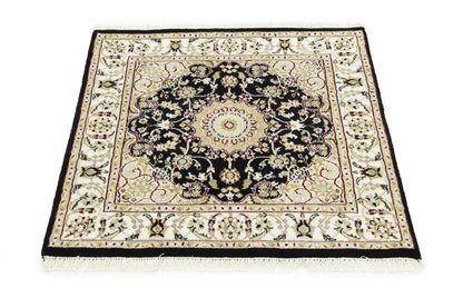 Small Oriental Decor Black Floral 3X3 Indo-Nain