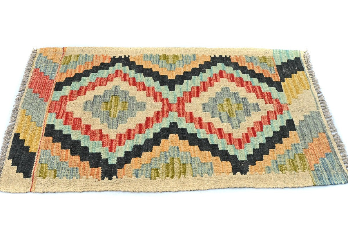 Reversible 2X3 Kilim Flat-Woven Oriental Rug Small Decor for Bedroom Bathroom