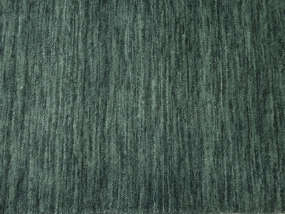 Solid Dark Green Hand-Loomed 9X12 Gabbeh Wool Rug