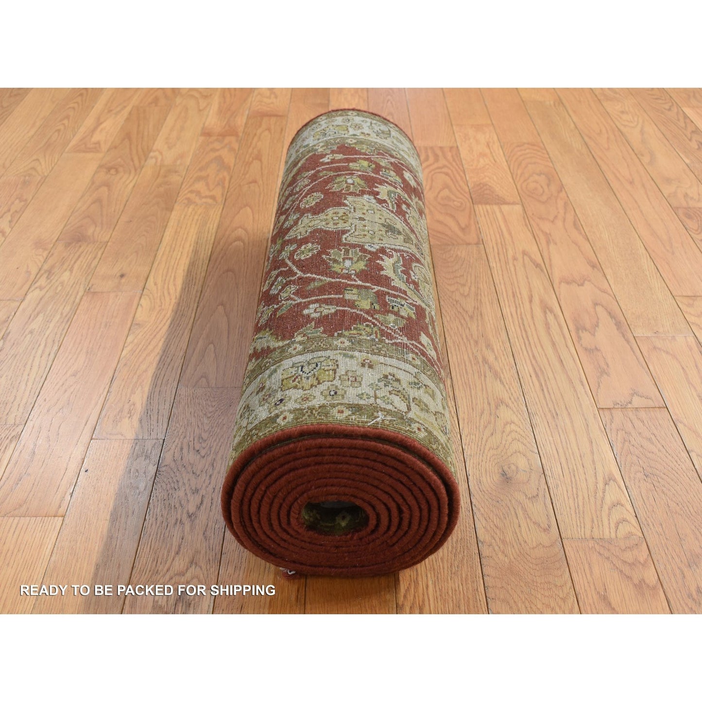 2'4"X11'5" Barn Red Kishoon Revival Wool Hand Knotted 300 Kpsi Runner Rug