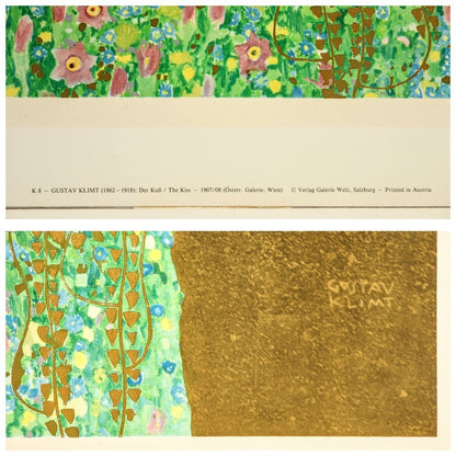 Gustav Klimt The Kiss Large Offset Print  -24.8" Verlag Galerie Welz Austria