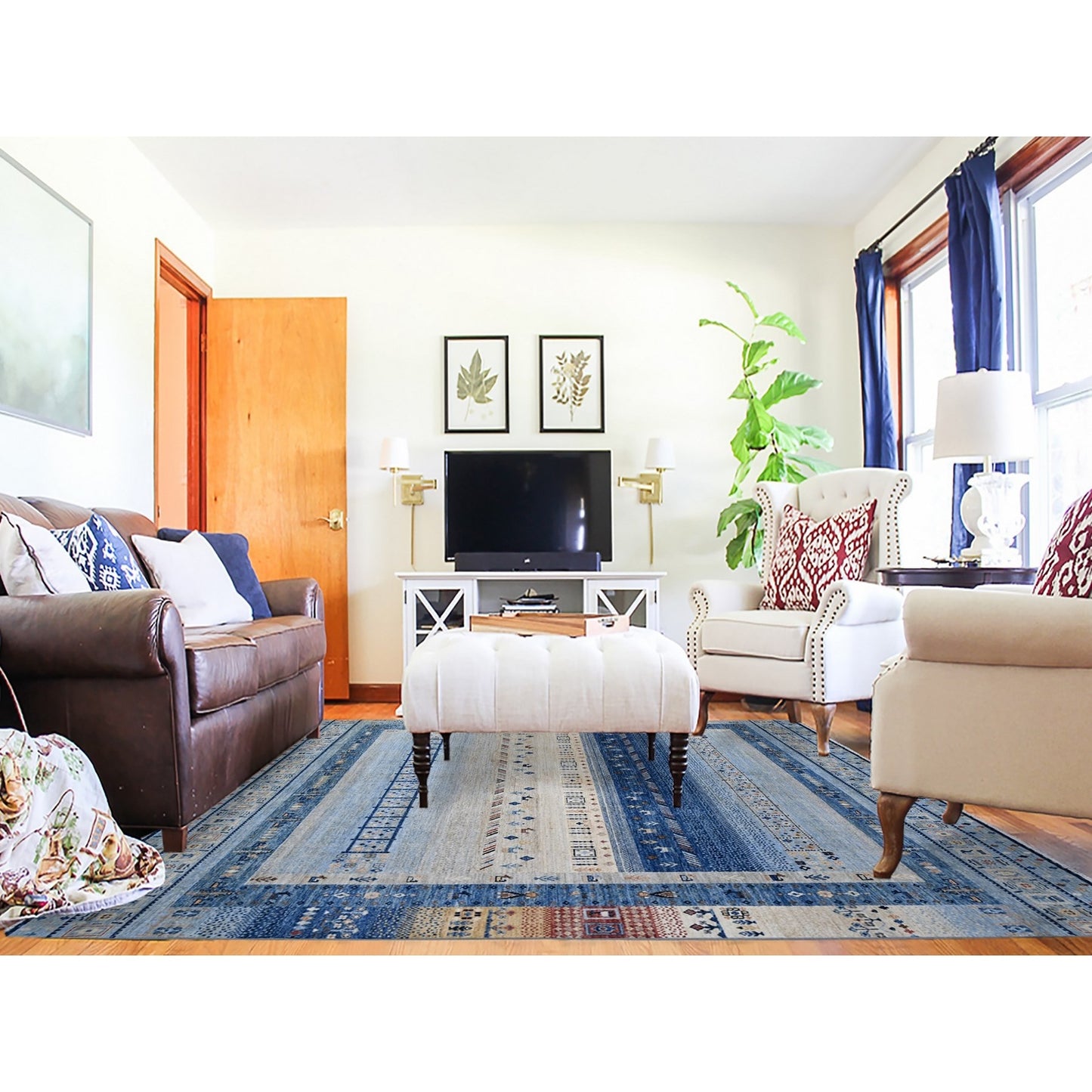 8'3"X9'6" Steel Blue Fine Kashkuli Gabbeh All Natural Wool Oriental Rug