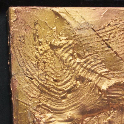 Keiko Nelson "Energy" Mixed Media Relief Gold Abstract Art Signed Modern Usa