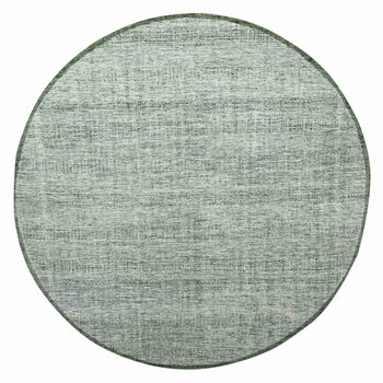 12'X12' Green Hand Knotted Rug Pure Wool Round Oxidized Grass Design