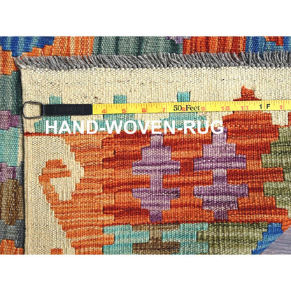 4'7"X6'2" Colorful Flat Weave Afghan Kilim 100% Wool Hand Woven Rug