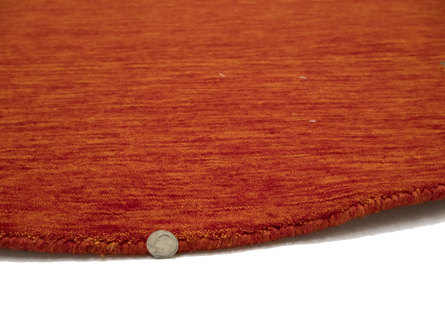 6X6 Ft Gabbeh Modern Round Wool Rug Orange-Red