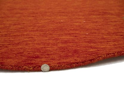 6X6 Ft Gabbeh Modern Round Wool Rug Orange-Red