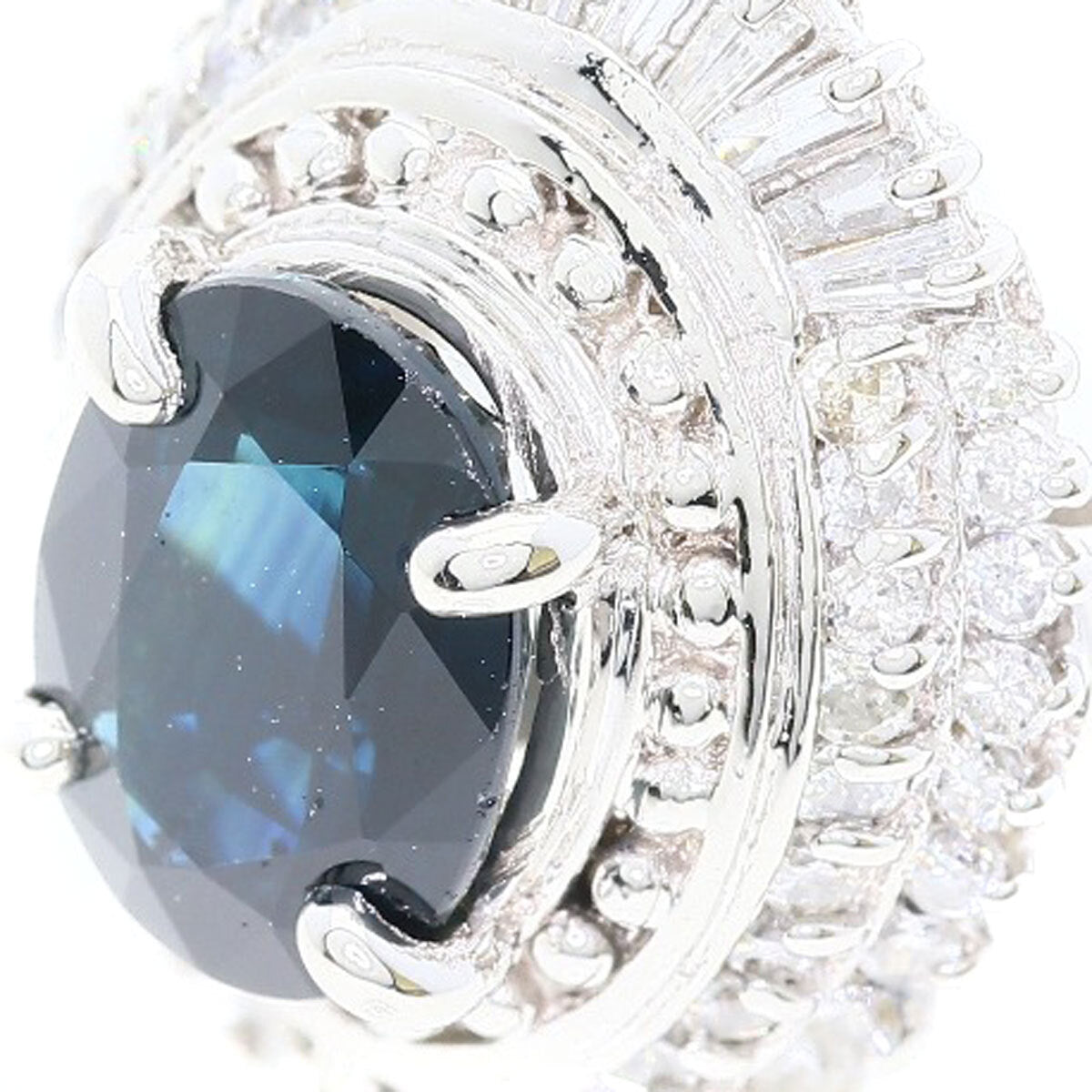 2.38Ct Sapphire Diamond Ring Platinum Pt900  8.7G