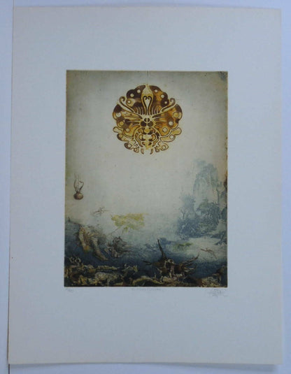 Jorg Schmeisser 1975 Butterfly Original Etching Print Pencil Singed