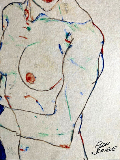 Egon Schiele, Lithograph From An Painting Coa Signed In Pen Numbered