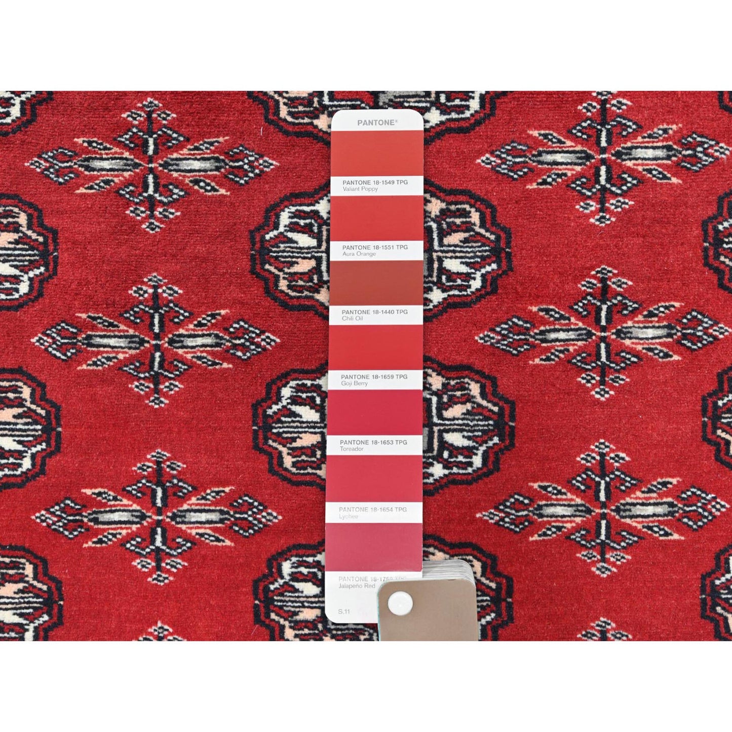 5'1"X7'9" Red Hand Knotted Super Bokara 250 Kpsi Silky Wool Rug
