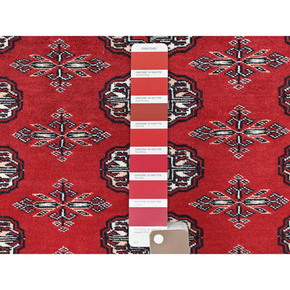 5'1"X7'9" Red Hand Knotted Super Bokara 250 Kpsi Silky Wool Rug