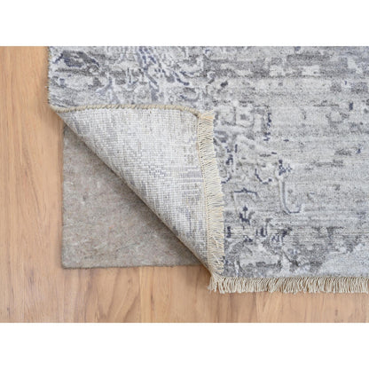 10'X13'10" Ivory Hand Knotted Damask Design Wool And Plant Based Silk Rug