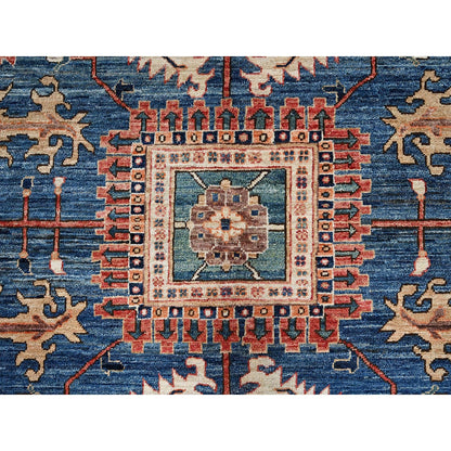 10'X13'10" Imperial Blue Heris All Over Design Soft Wool Hand Knotted Rug