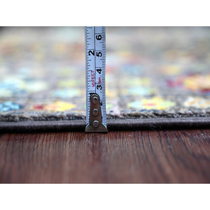 2'9"x4' Gray Hand Knotted Afghan Sultani Pure Wool Sample Mat Rug