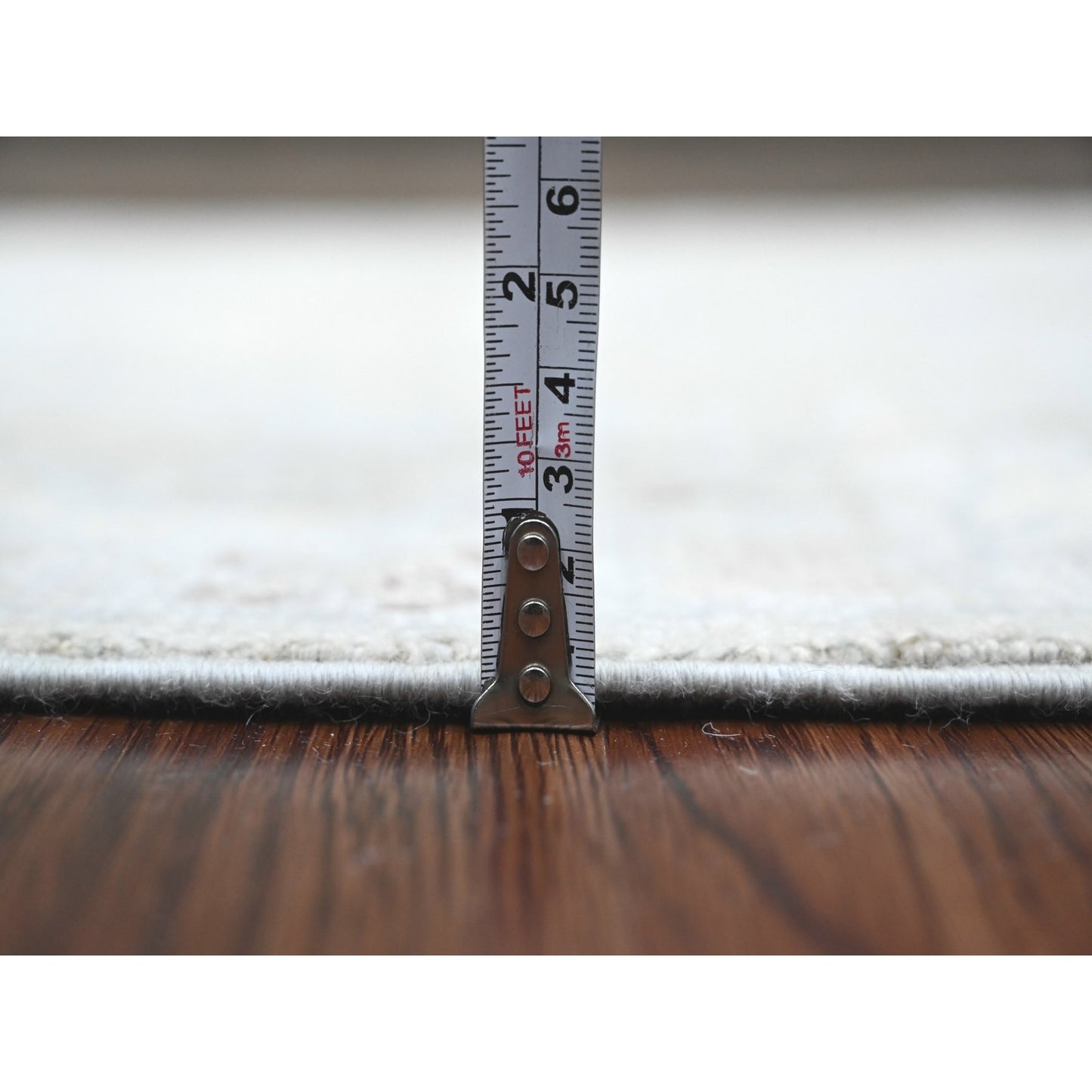 3'X9'9" Cloud Gray Afghan Angora Oushak Pure Wool Hand Knotted Runner Rug