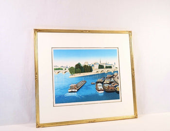 Fanch Ledan (France 1949) Original Lithograph Signed Framed - Seine River Paris