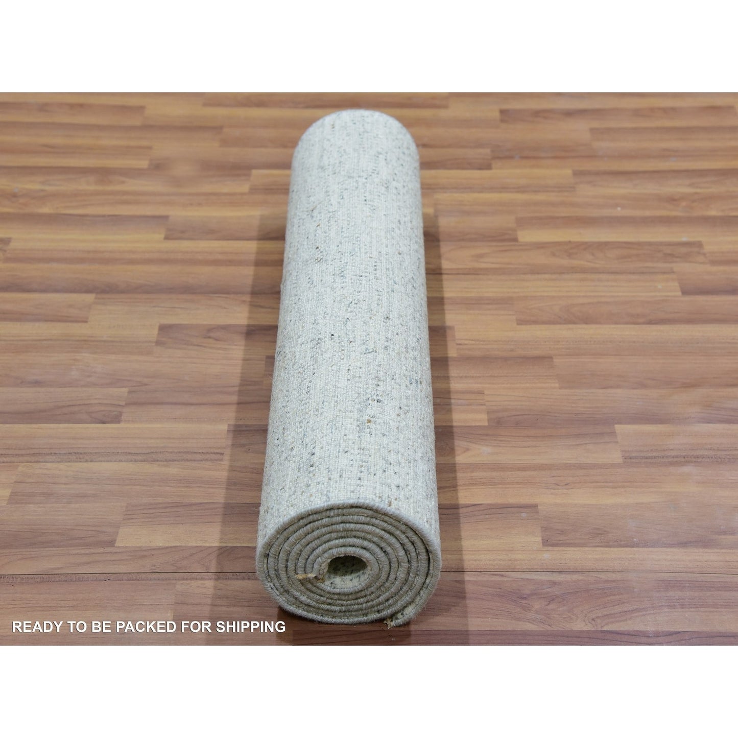 2'6"X8'1" Mindful Gray Undyed Wool Hand Knotted Grass Design Runner Rug